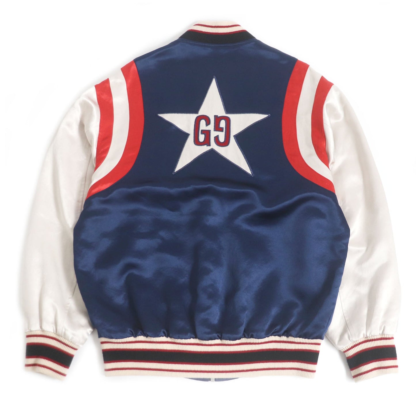 GUCCI Stajan 575315 Main: 100% acetate, part: 57% rayon, part: 43% polyester, part: 100% wool, decoration: 100% acetate, embroidery: 100% polyester Blue x red mens 44