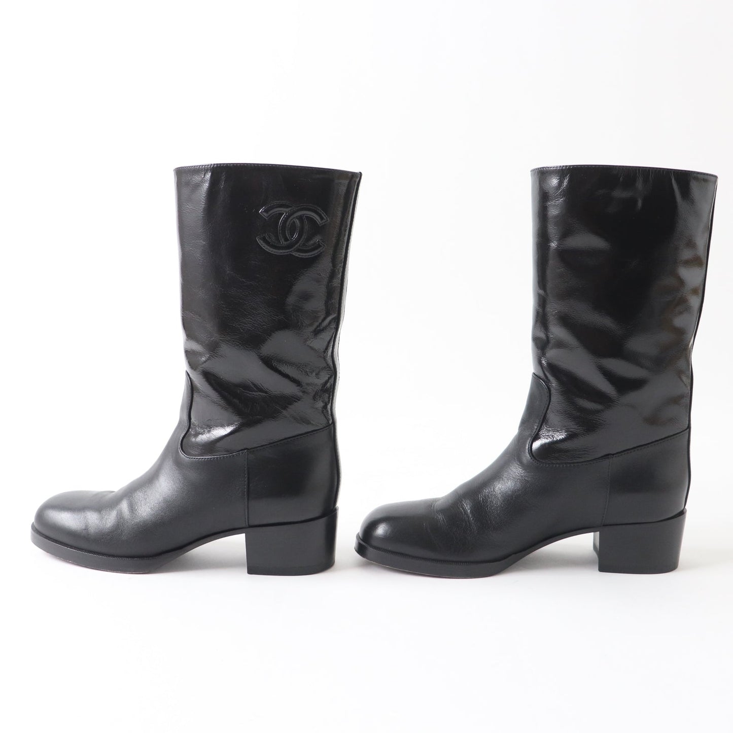 CHANEL Ankle boots 21A G37981 Shine Calfskin Calfskin black 37 1/2 C