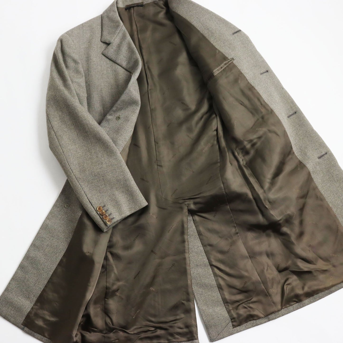 HERMES Chester coat Outer: 96% wool, Outer: 4% elastane (polyurethane), Lining: 100% rayon Gray type mens 48
