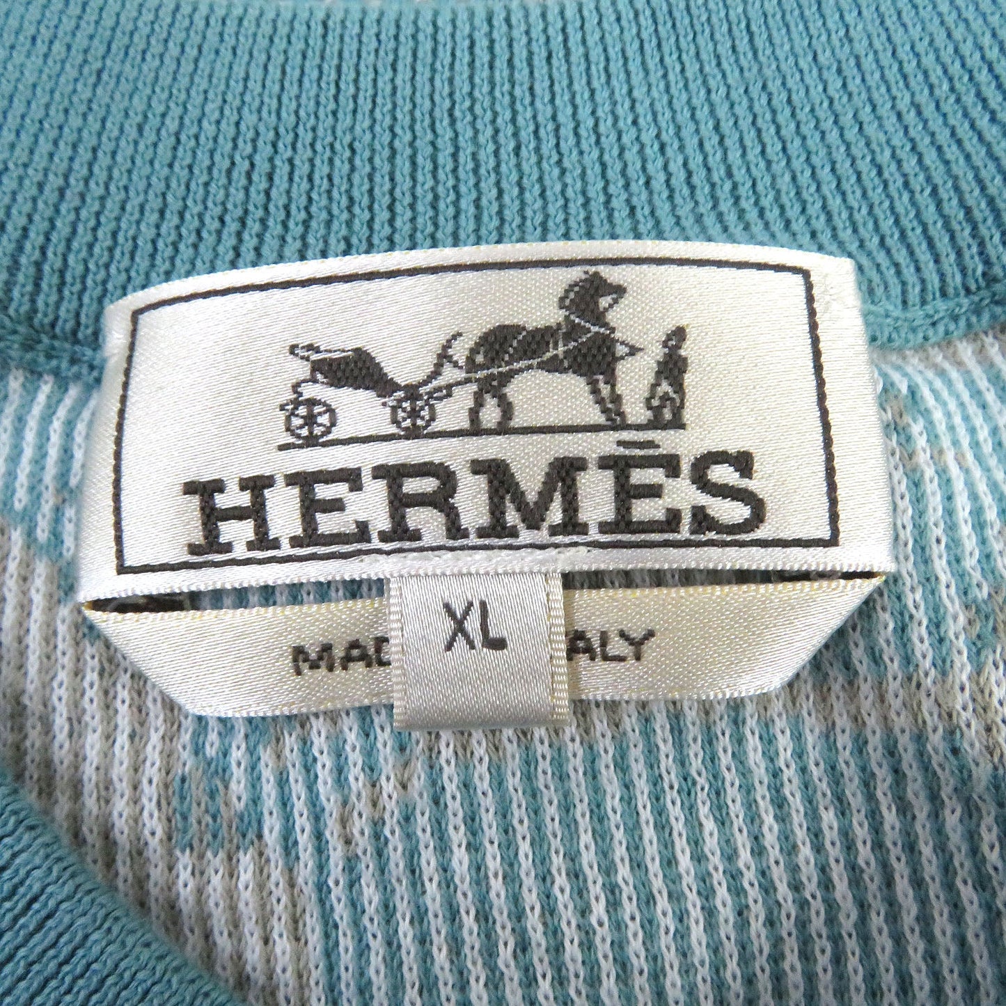 HERMES Short sleeve knit Main: 100% cotton Light blue mens XL