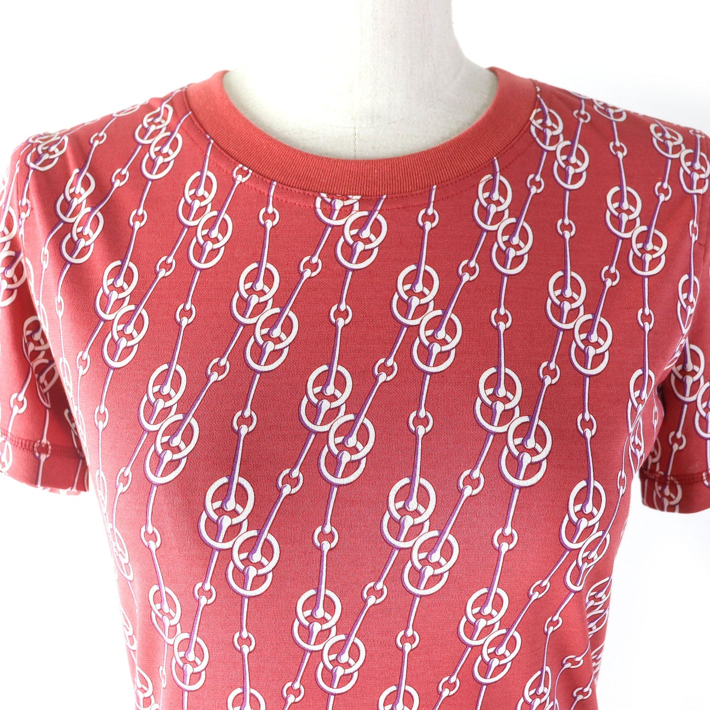 HERMES Short sleeve T-shirt Main: 100% cotton, part: 97% cotton, part: 3% polyurethane Red type Women 34