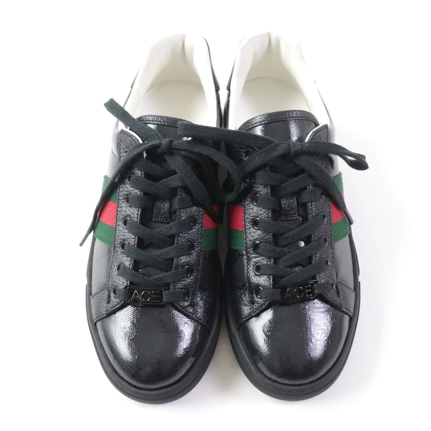 GUCCI Low cut sneakers 760774 Main: Leather black Ace Web stripe women's sneakers Women 35