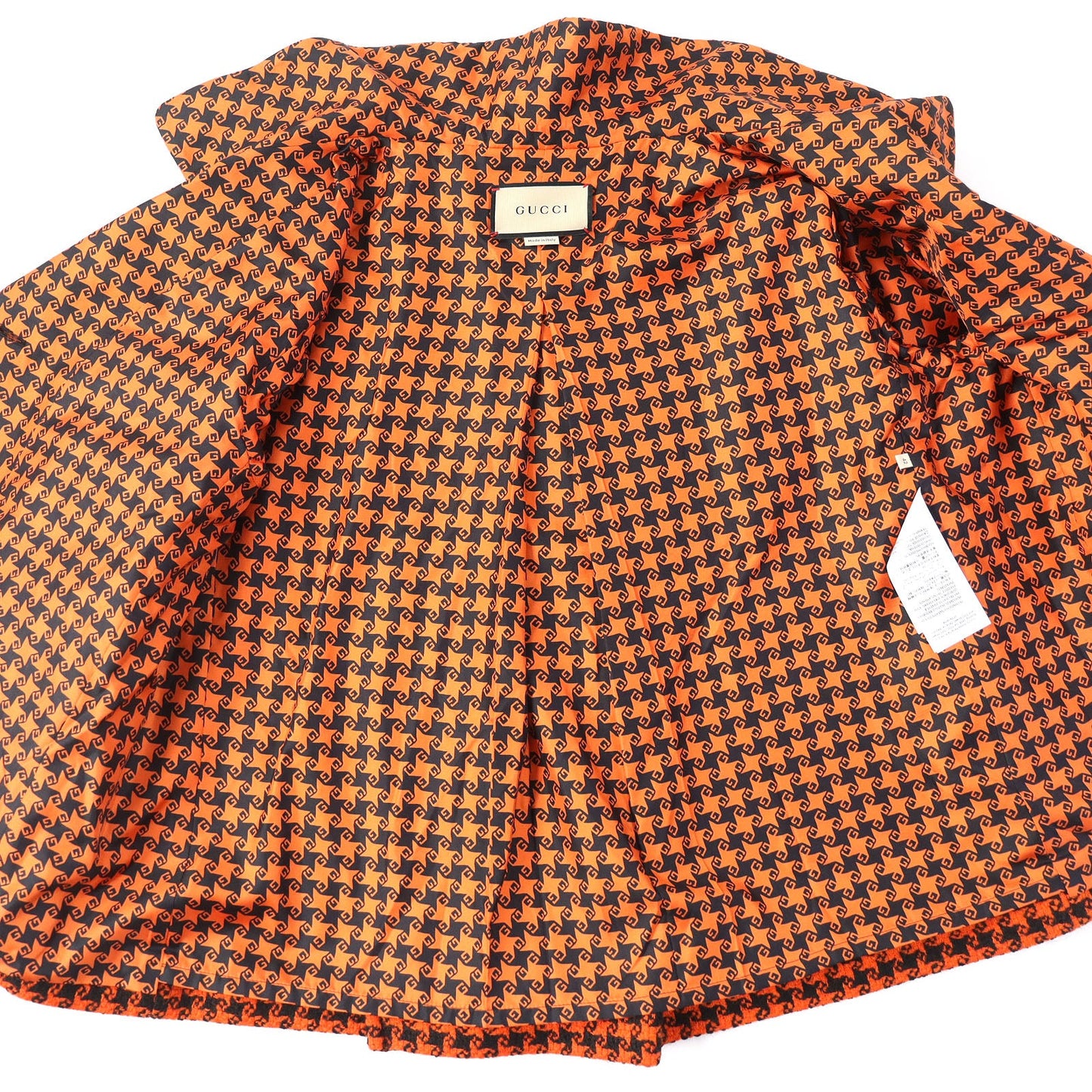 GUCCI coat Outer: 90% wool, Outer: 10% nylon, Lining: 100% silk Orange black 674323 Women 42