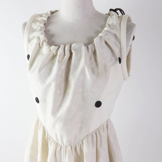 LOUIS VUITTON one piece 1AFCI6 Outer material: 52% silk, Outer material: 35% nylon, Outer material: 13% polyurethane, Lining: 100% silk beige Drawstring scuba dress Women 38