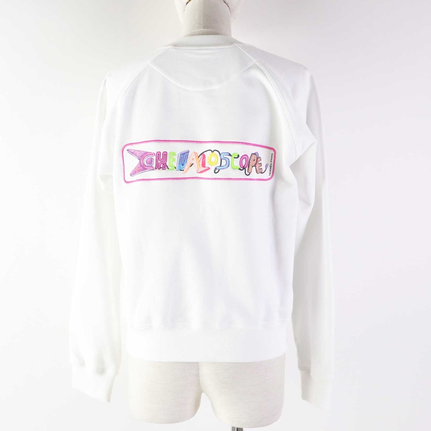 HERMES sweat 3E4626DA Outer: 100% cotton, Rib: 96% cotton, 4% polyurethane, Embroidery: 100% polyester white Chevaloscope Women 34
