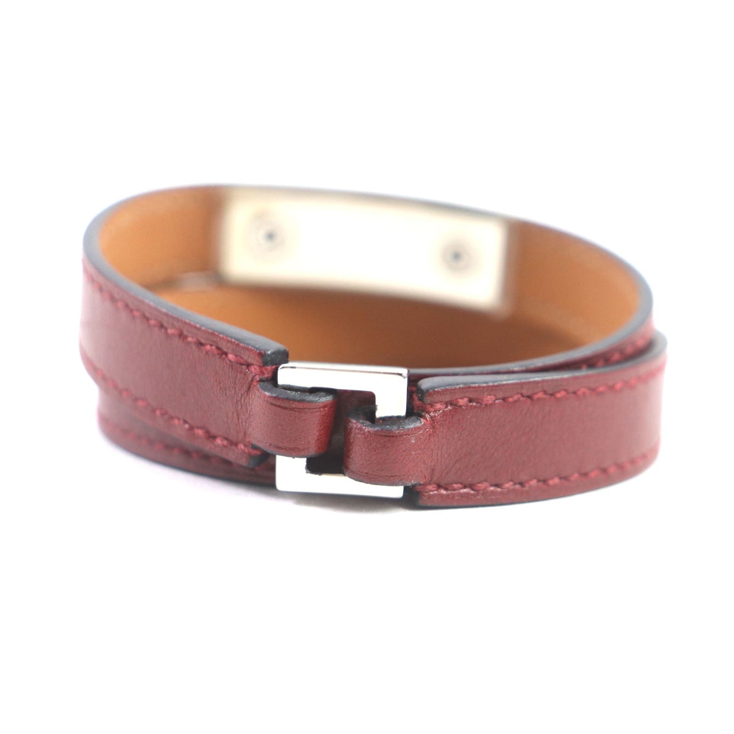 HERMES bracelet Main: Leather Red brown Cory Edssian Women S