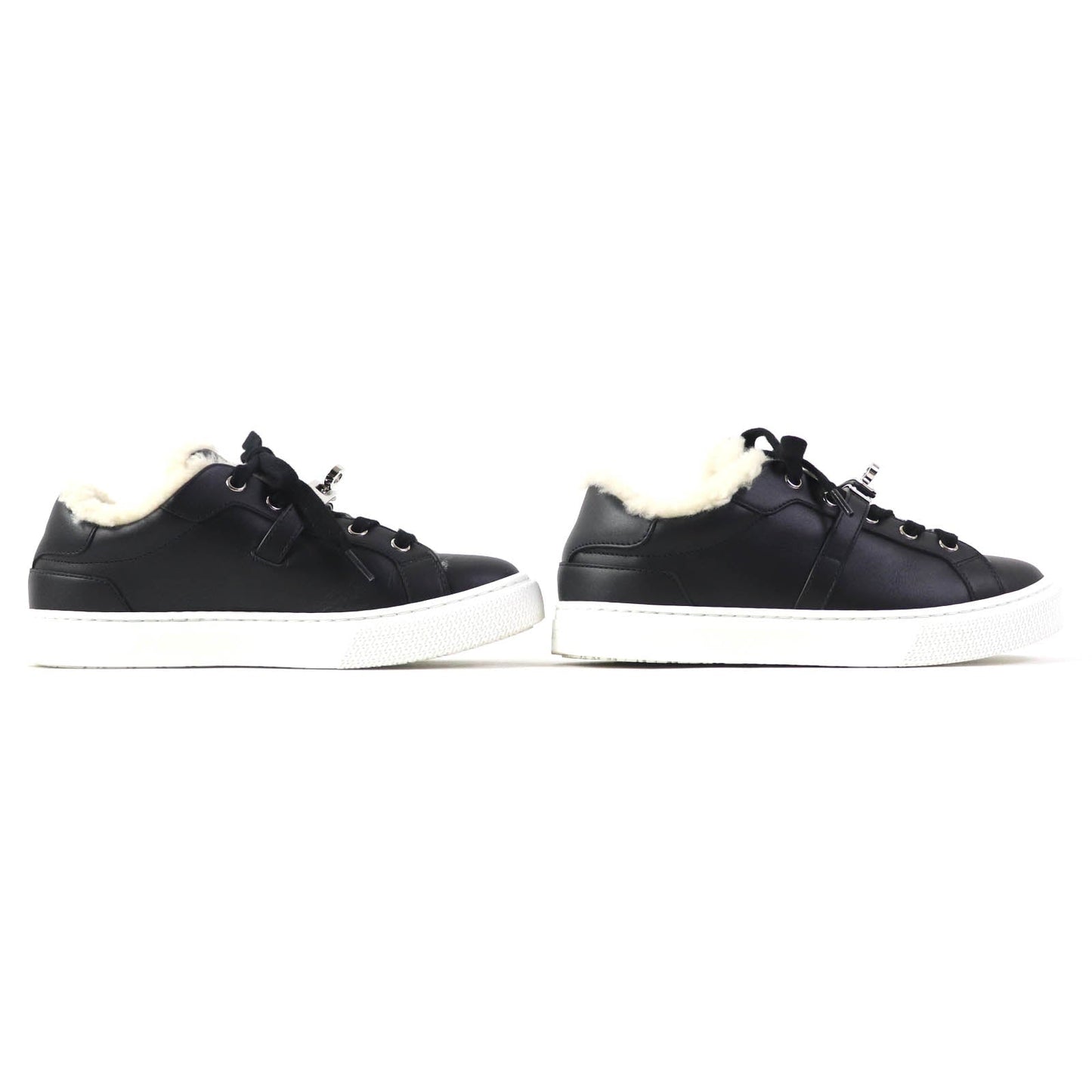 HERMES sneakers Sheepskin black Day Women 35.5