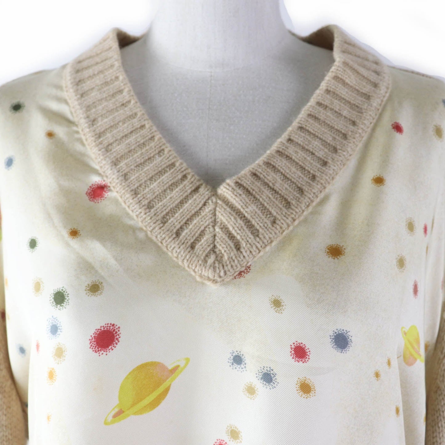 HERMES knit Main: 100% silk, Main: 100% camel beige Women L