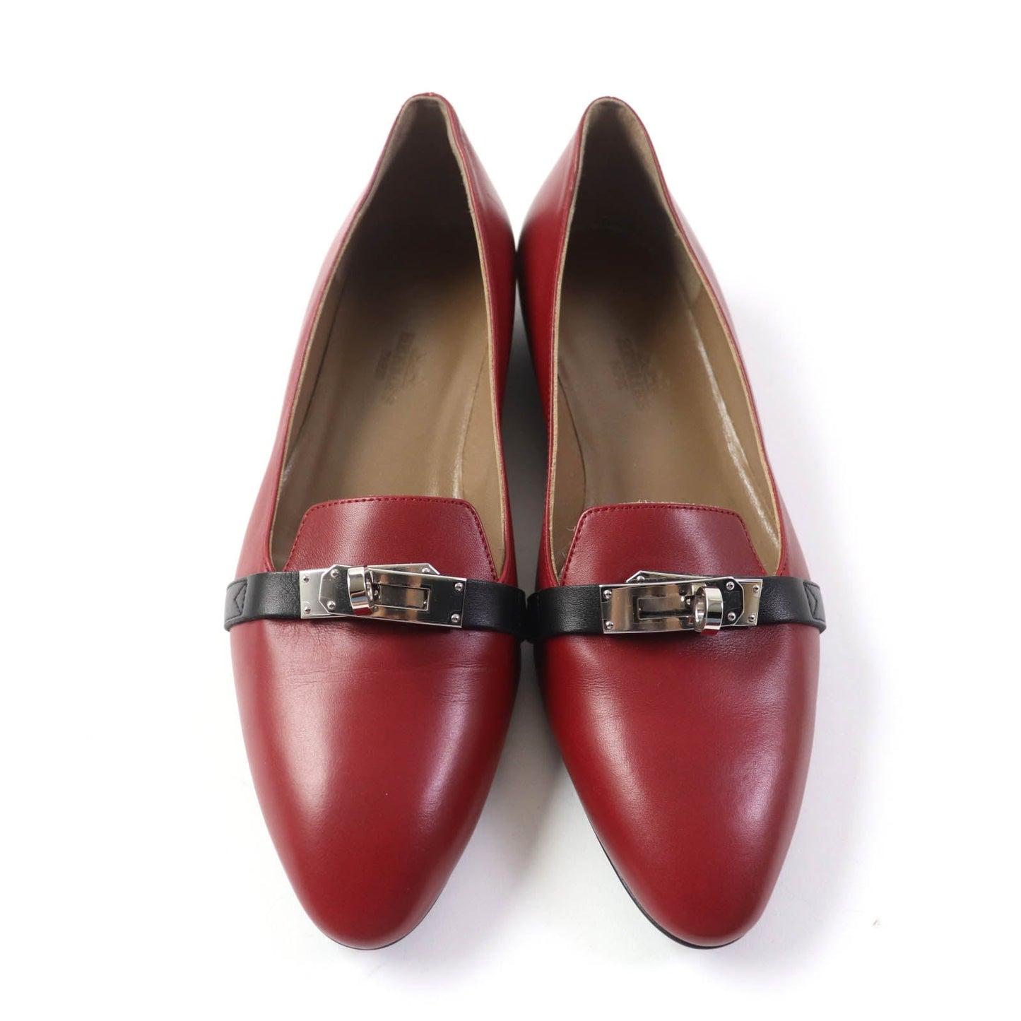 HERMES pumps Main: Leather Bordeaux Black Women 36
