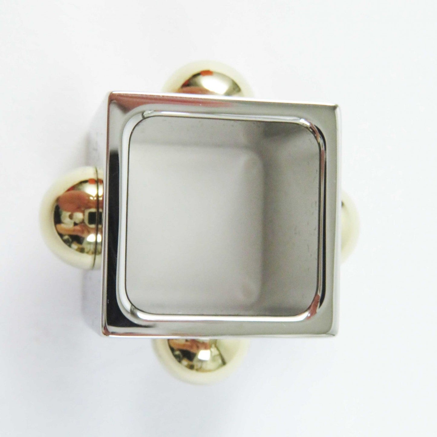 HERMES Scarf ring Metal, Gold Plated Silver Cube Women