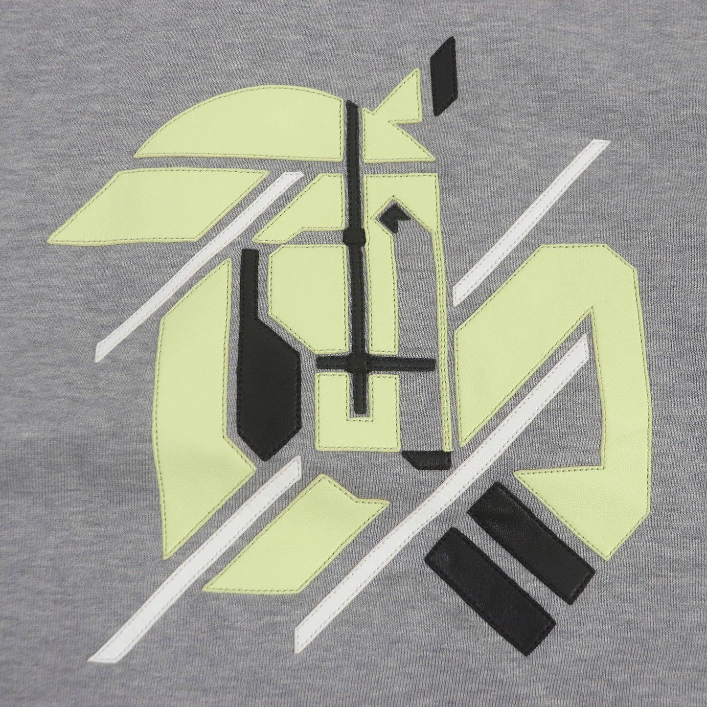 HERMES sweat Main: 100% cotton, Part: 90% cotton, Part: 10% elastane (polyurethane), Decoration: lambskin gray Chevaux en symmetry mens L