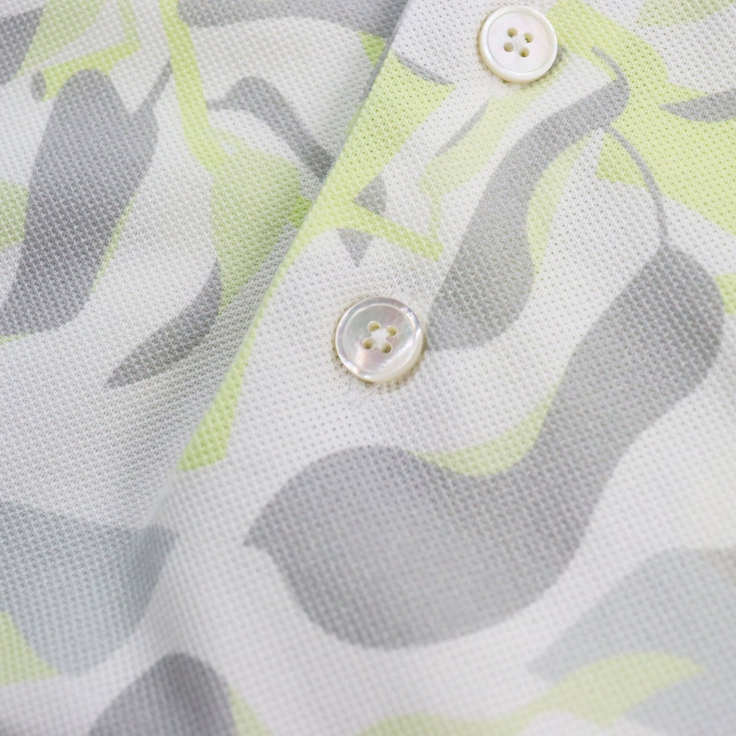 HERMES Short sleeve polo shirt Main: 100% cotton Gray yellow Puzzle Vegetal mens XL