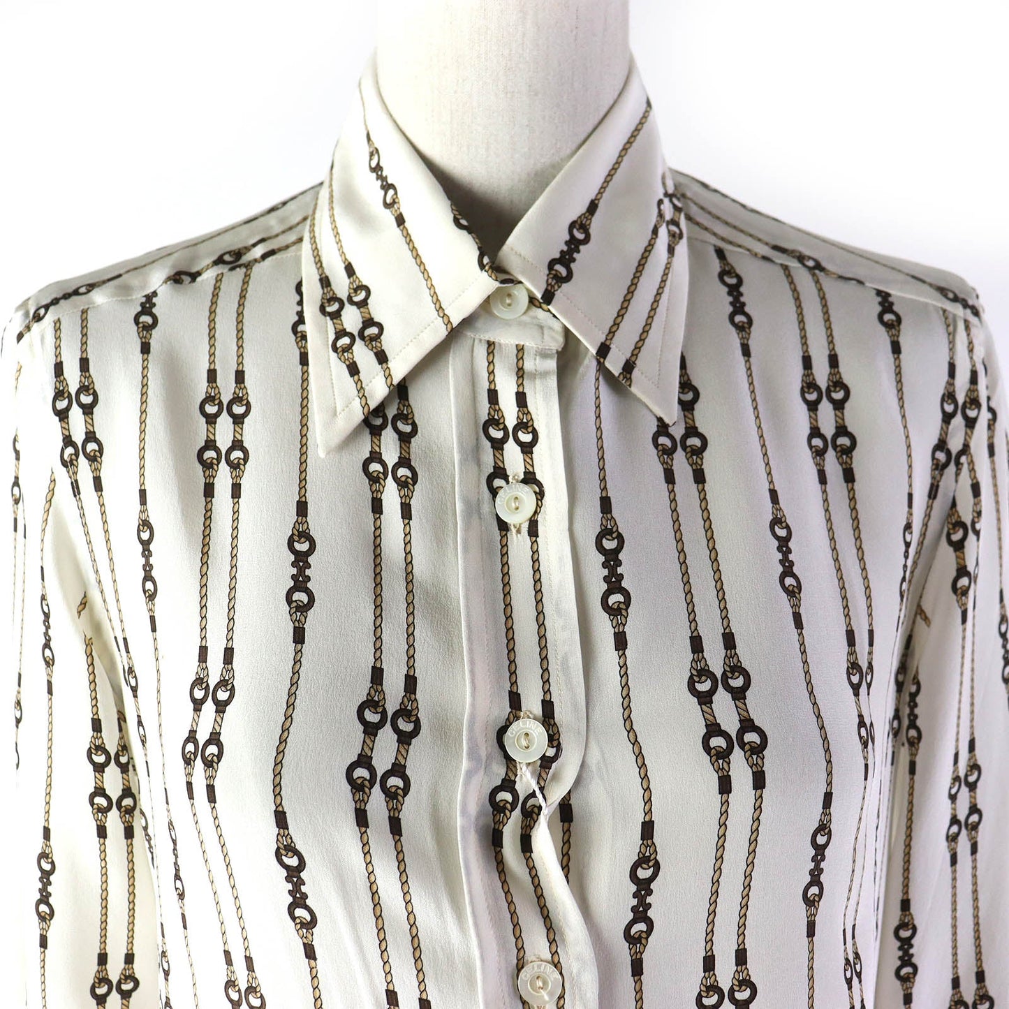 CELINE Long sleeve shirt Main: 100% silk Off-white Brown type Women 38