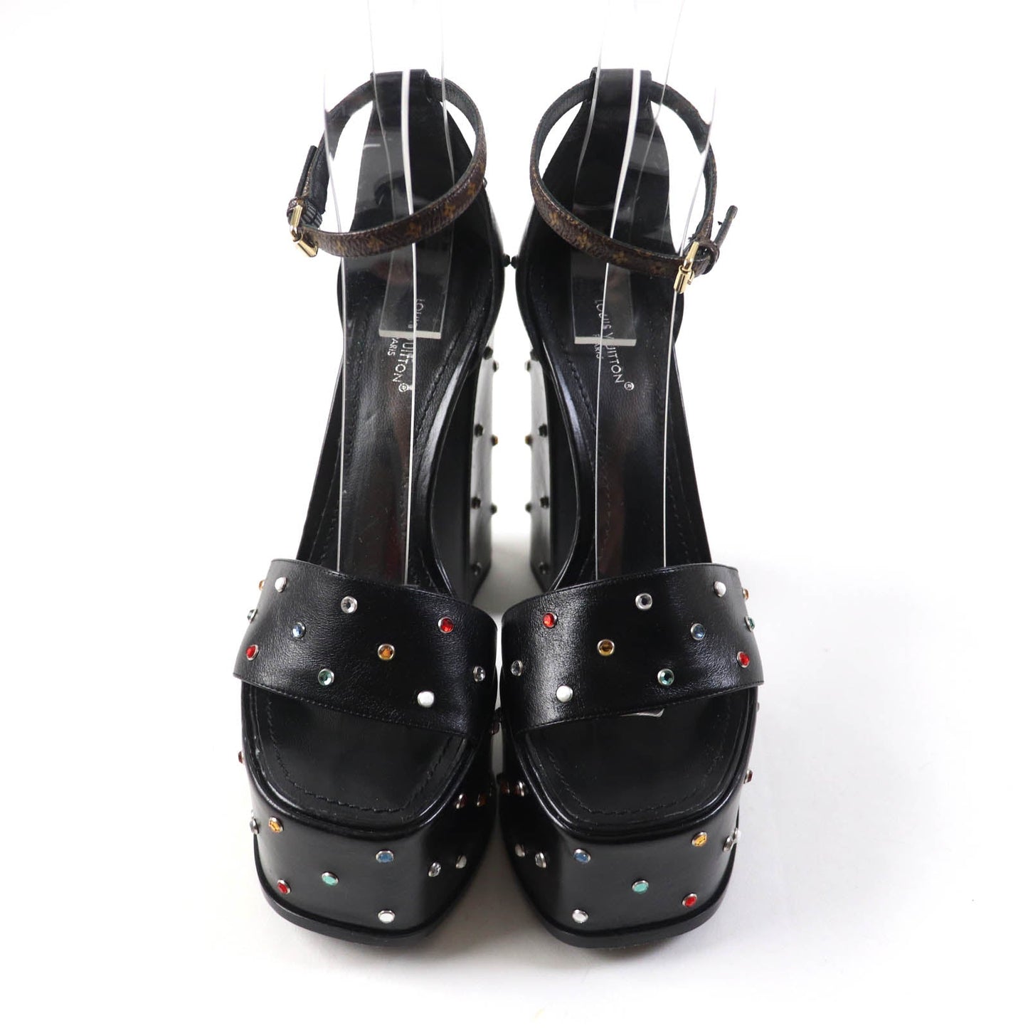 LOUIS VUITTON Sandals Main: Leather black Fame Line HEELED SANDALS Women 38