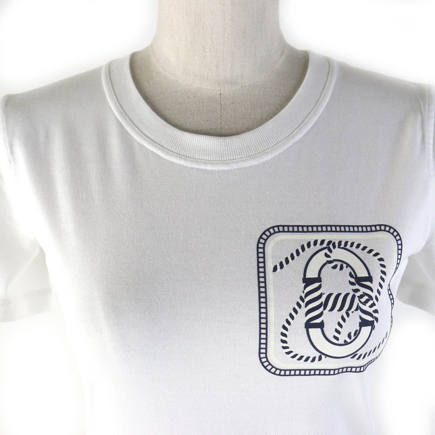 HERMES Short sleeve T-shirt Main: 100% cotton White navy Women 34