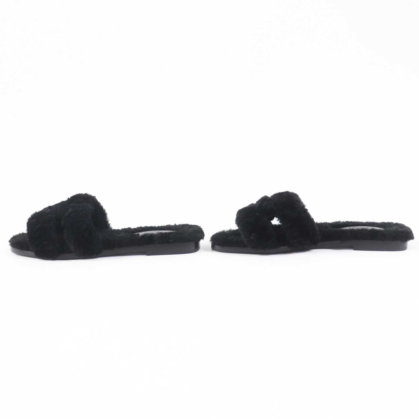 HERMES Sandals Mouton black Oran Women 35