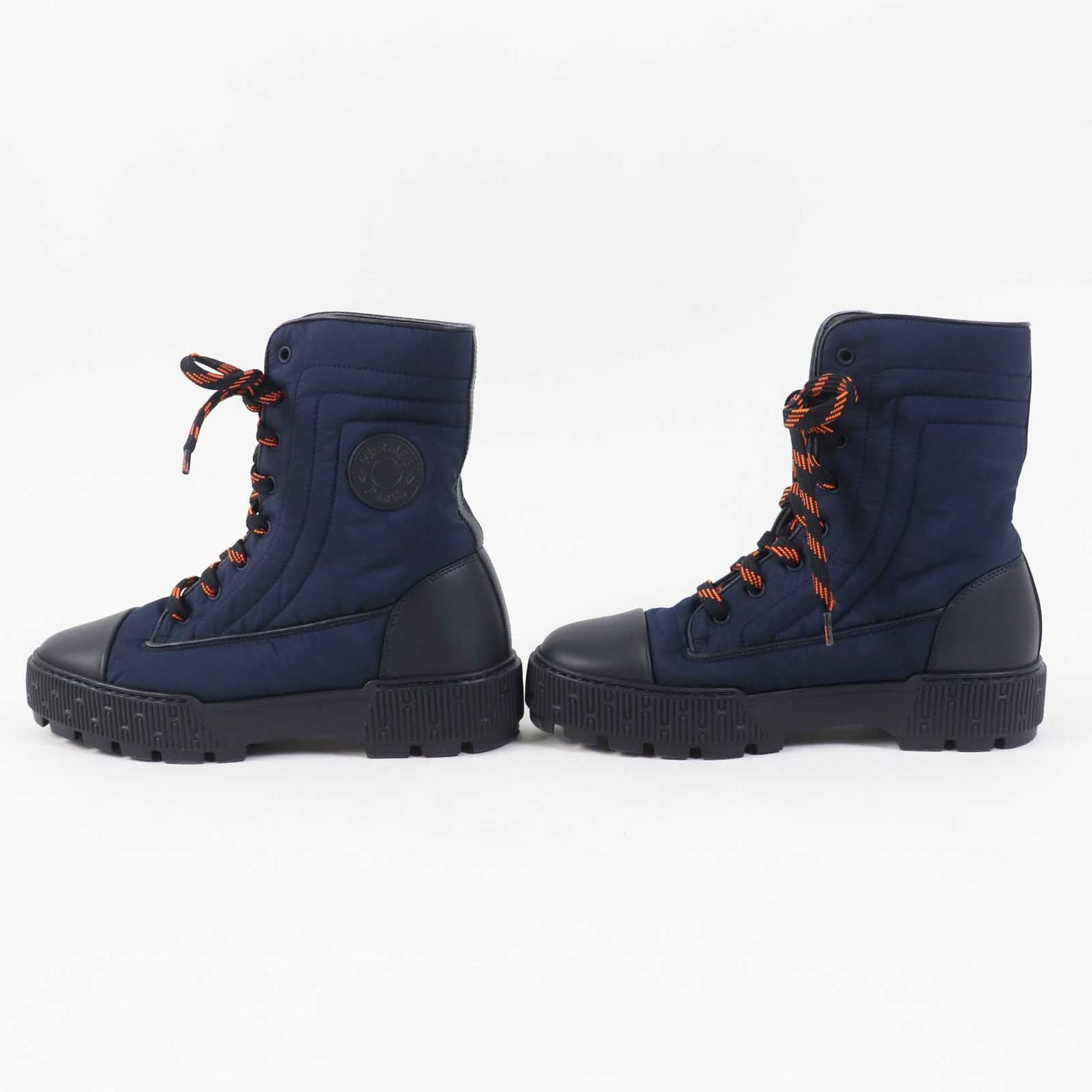 HERMES short boots Leather Parachute Fabric Marin fresh Women 39