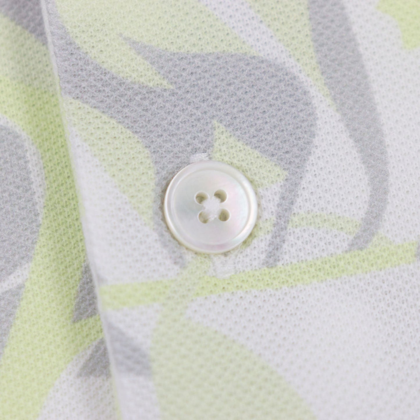HERMES Short sleeve polo shirt Main: 100% cotton White Gray Yellow Panel Vegetal mens S