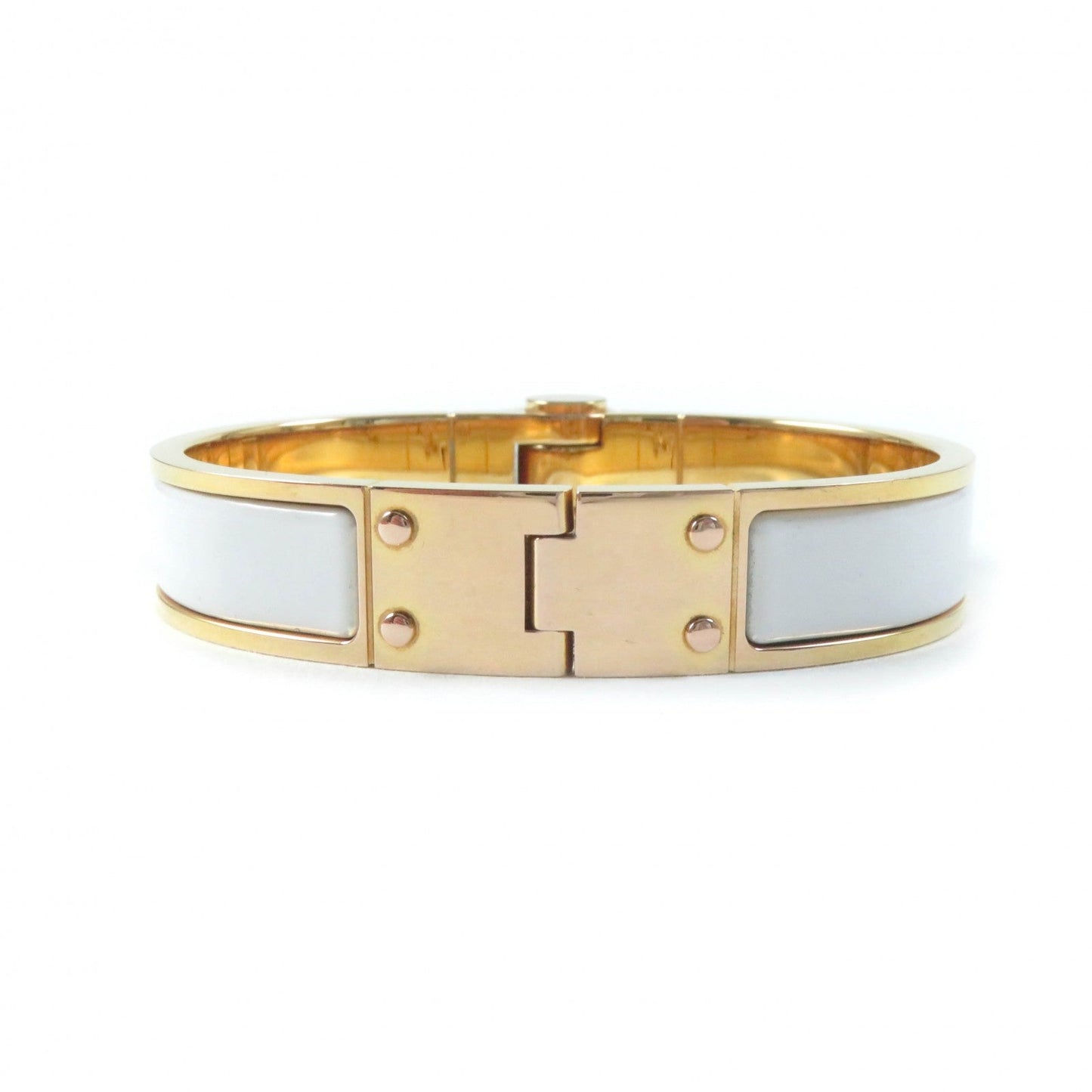 HERMES Bangle Main�FGold Plated White gold Charniere Women