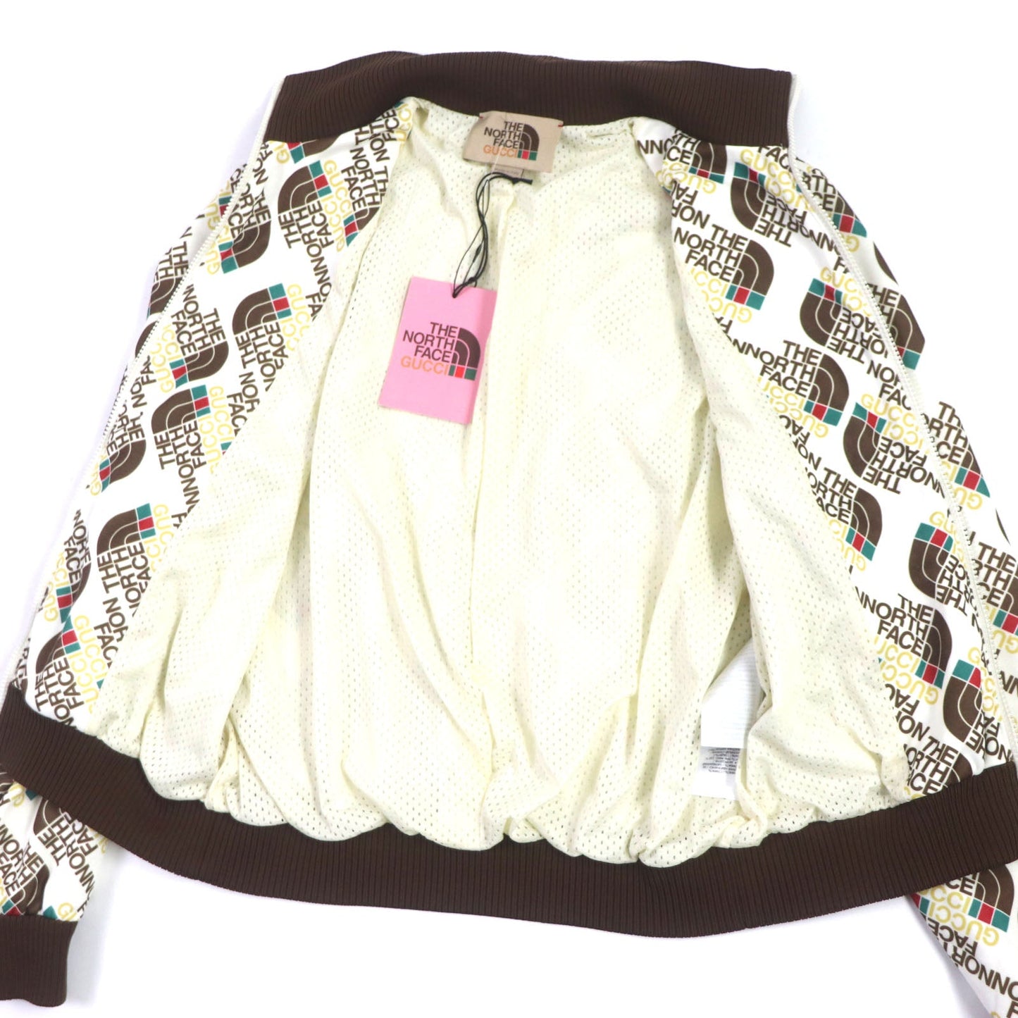 GUCCI Track jacket 651321 Outer: 55% polyester, Outer: 45% cotton, Lining: 100% polyester, Part: 93% polyester, Part: 5% nylon, : 2% polyurethane Brown white mens XS