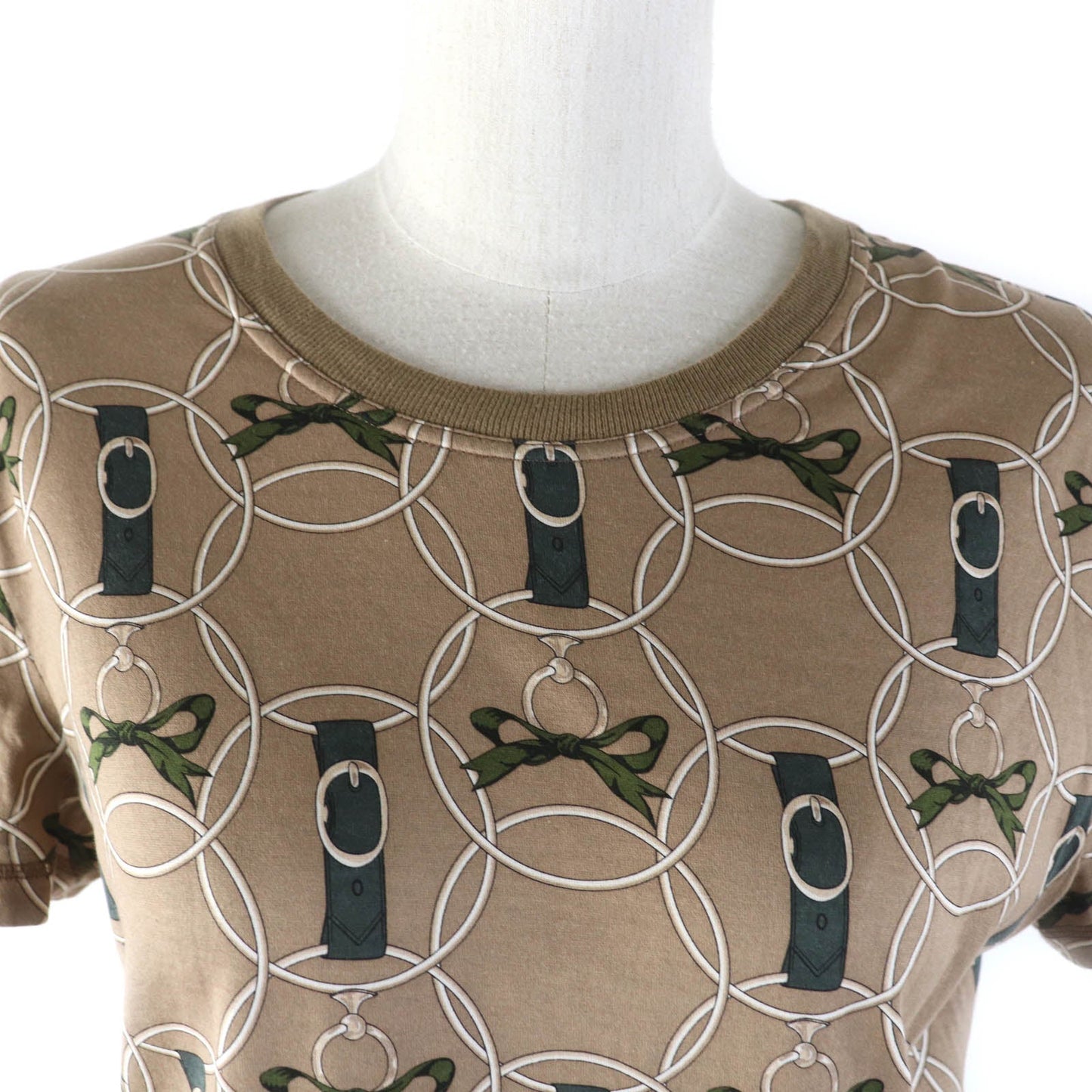 HERMES Short sleeve T-shirt 2H4618DB Main: 100% cotton Brown type Morning walk Promenade du Matin Women 36