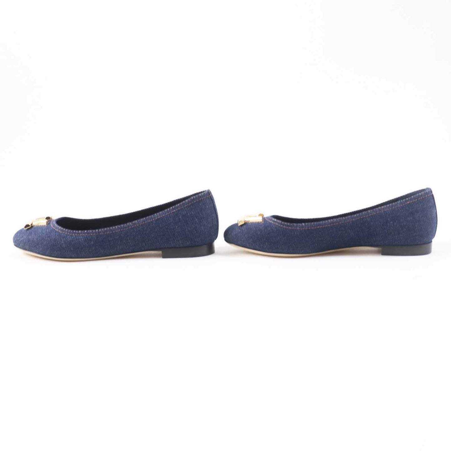 LOUIS VUITTON pumps Main: Denim, Part: Leather Indigo blue Shake Line Ballerina Women 37