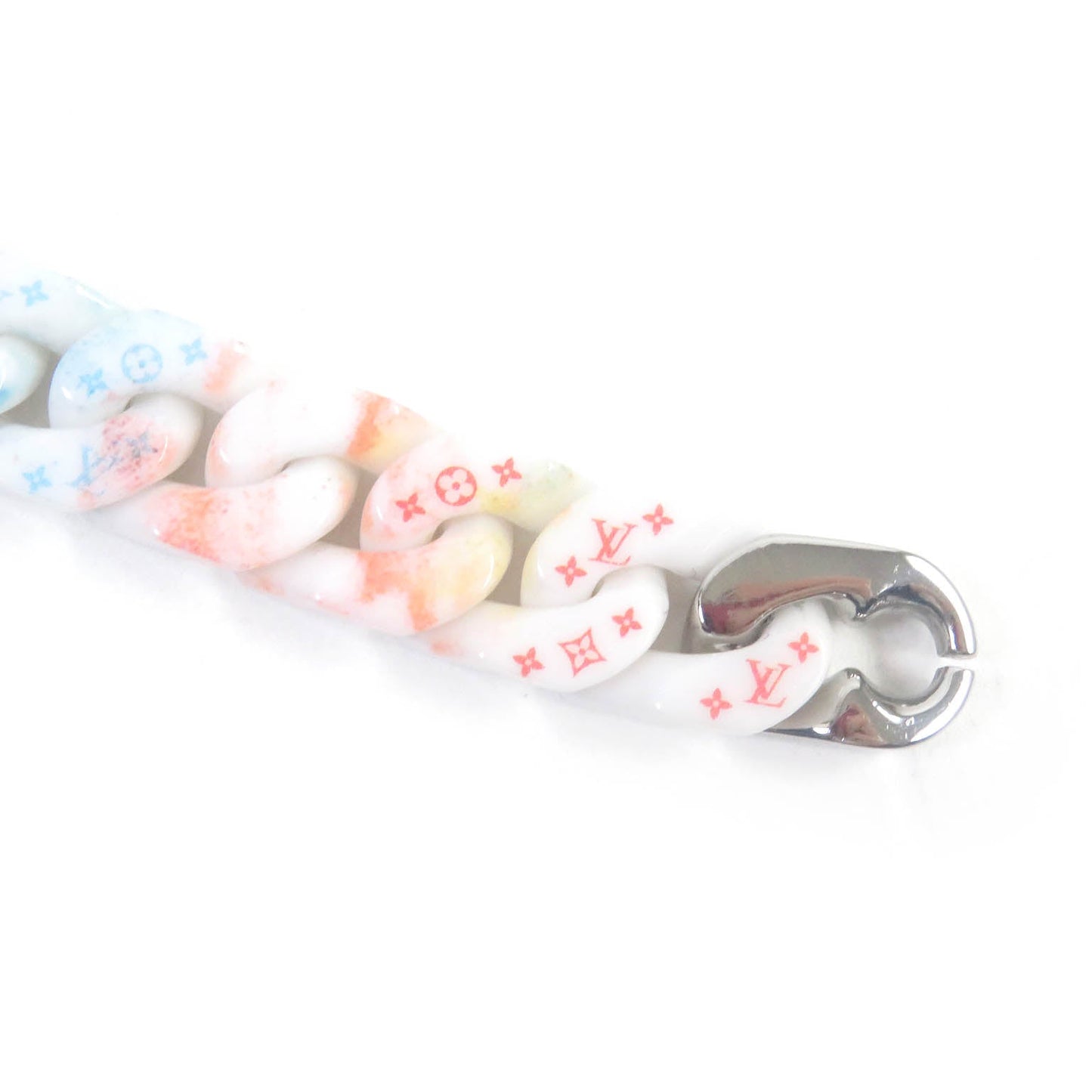 LOUIS VUITTON bracelet MP2851 Ceramic, Metal White Silver Bracelet Chain Links Pastel Women(Unisex) M