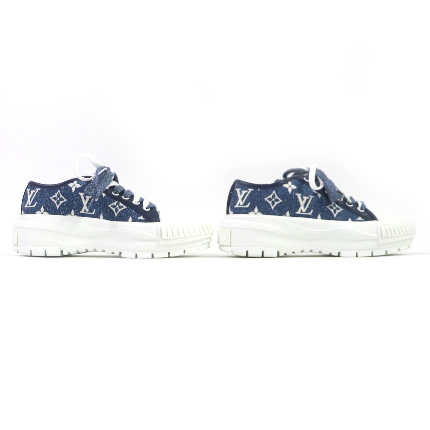 LOUIS VUITTON sneakers denim Indigo Blue White squad line 35