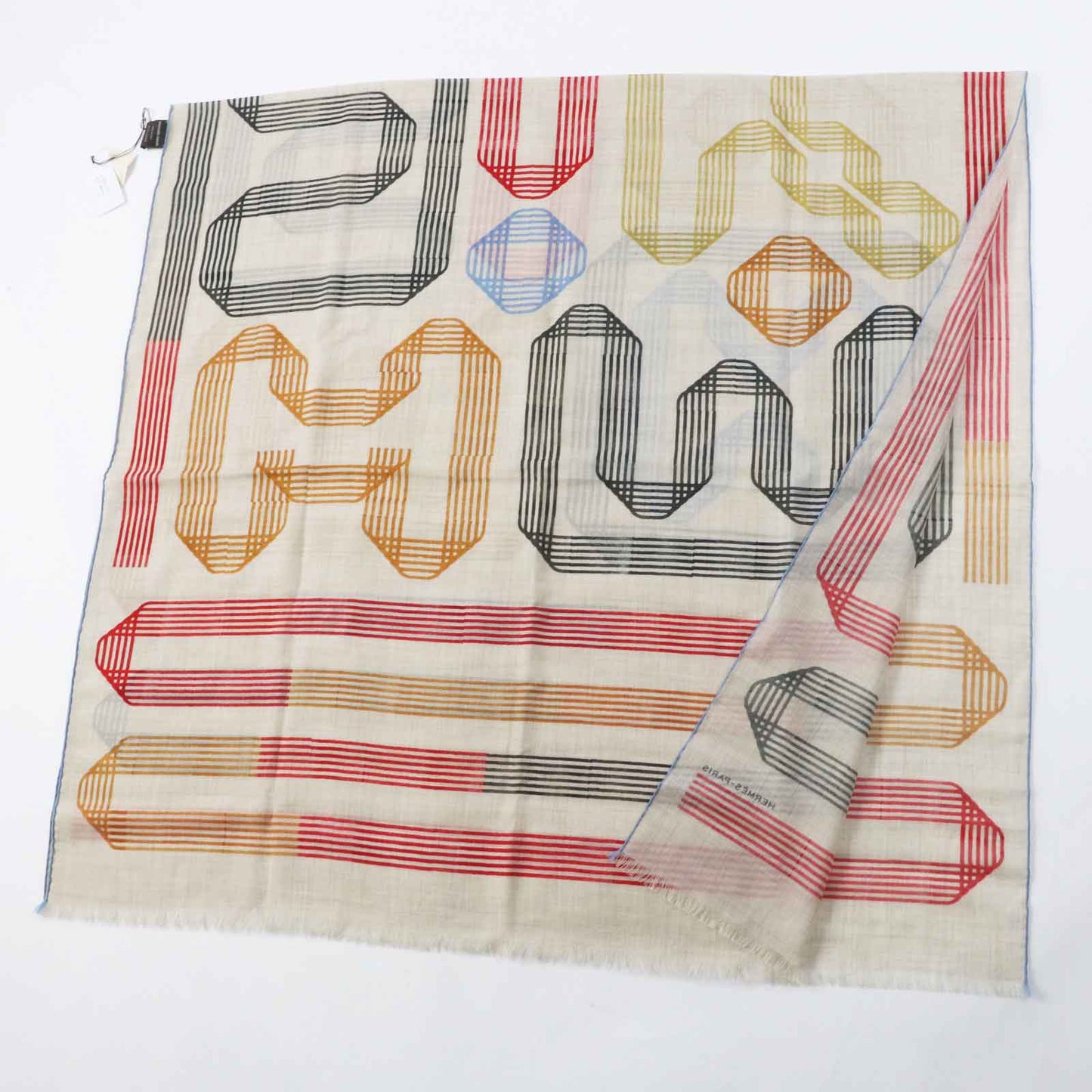 HERMES Stall Main: 100% cashmere Beige multi Les Rubans d'Hermes Hermes ribbons Women