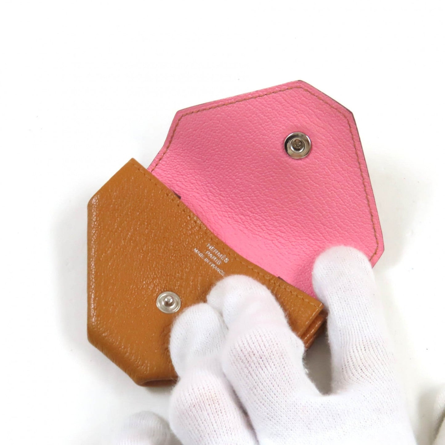 HERMES Coin case Main: Chevre Mysole Brown pink Revan Cattle Women