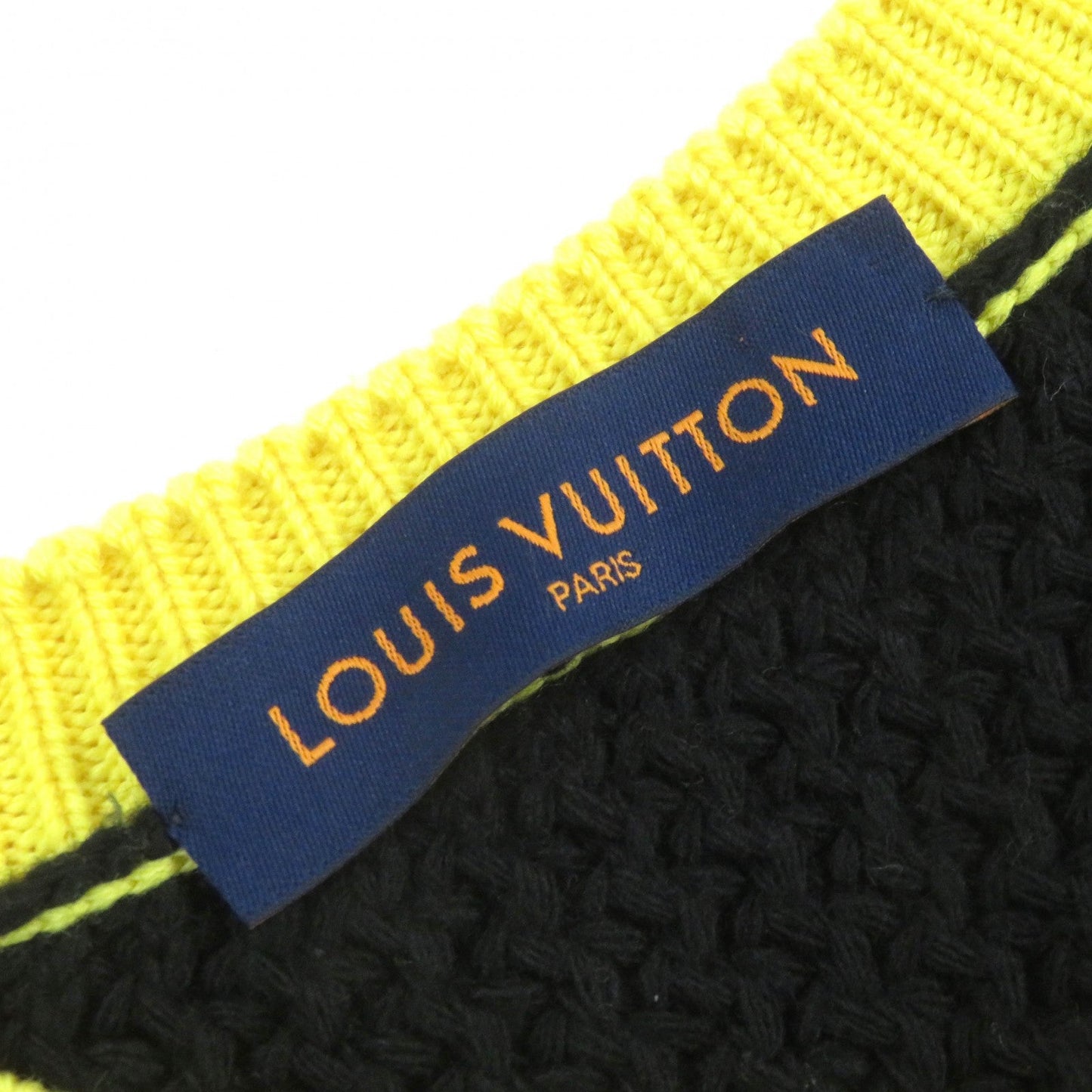 LOUIS VUITTON knit Main: 68% wool, 18% rayon, 9% nylon, 5% cashmere Black yellow Amen Break LV Intarsia Football mens XL