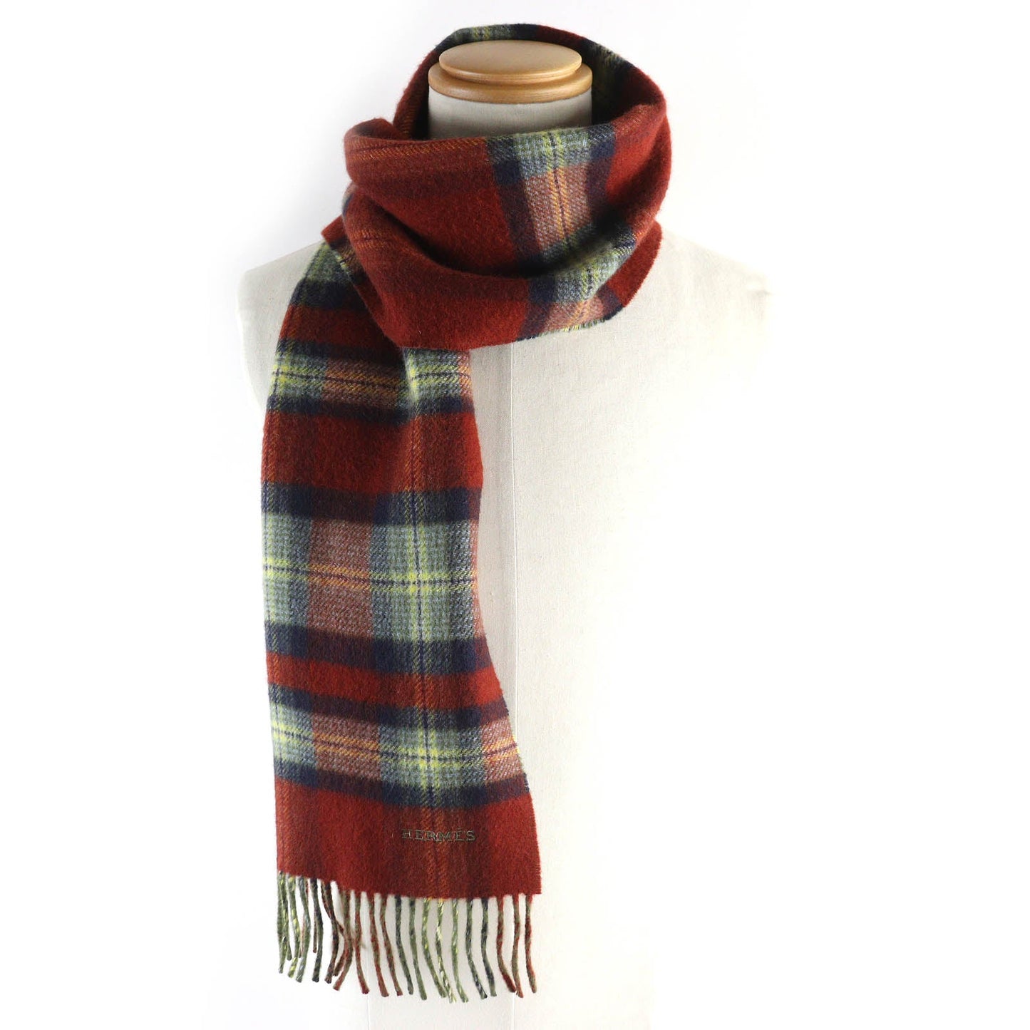 HERMES Scarf Main: 100% cashmere Red type Back to school Women(Unisex)