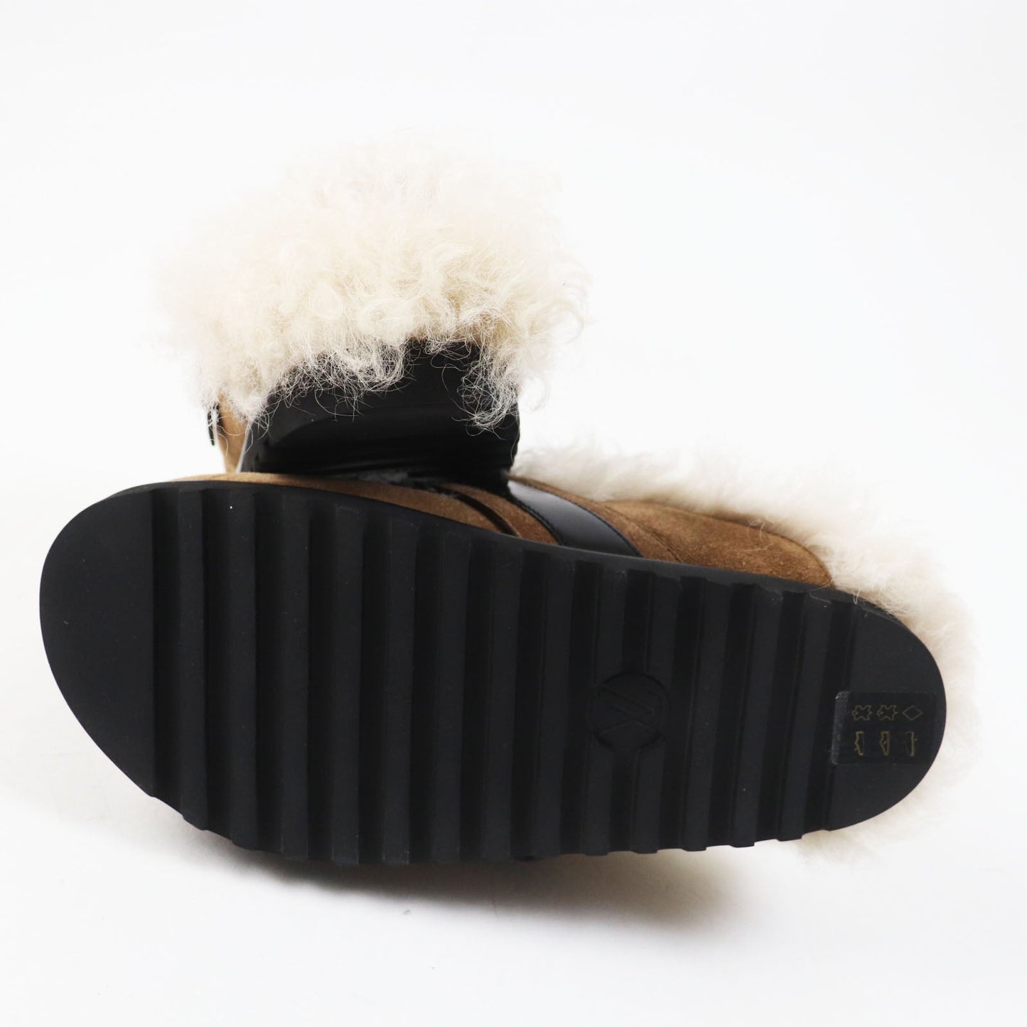LOUIS VUITTON Sandals Main: suede leather, part: fur Brown beige Winter brake lines Women 37