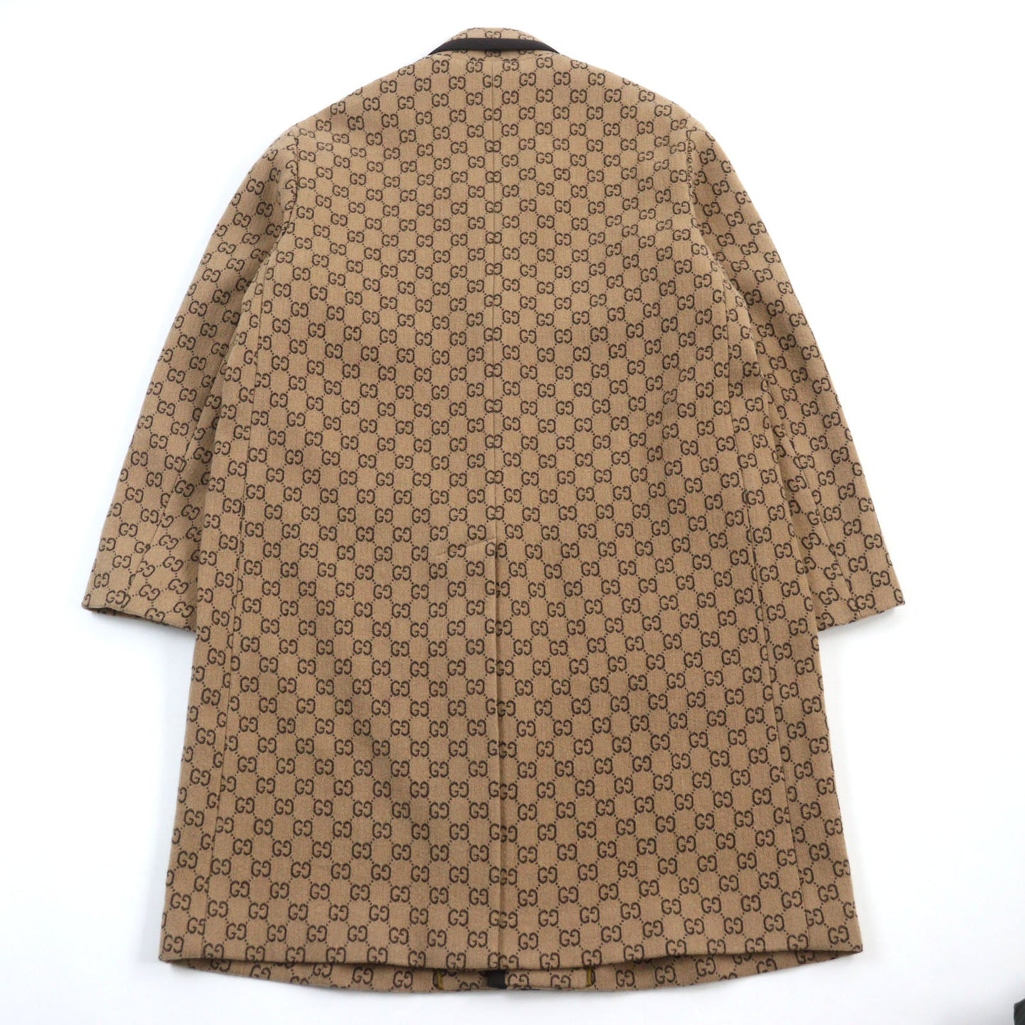 GUCCI Chester coat 598710 Outer material: 88% wool, Outer material: 12% nylon, Lining: 100% rayon, Part: 100% wool, Leather part: cowhide Beige All-over Pattern mens 50