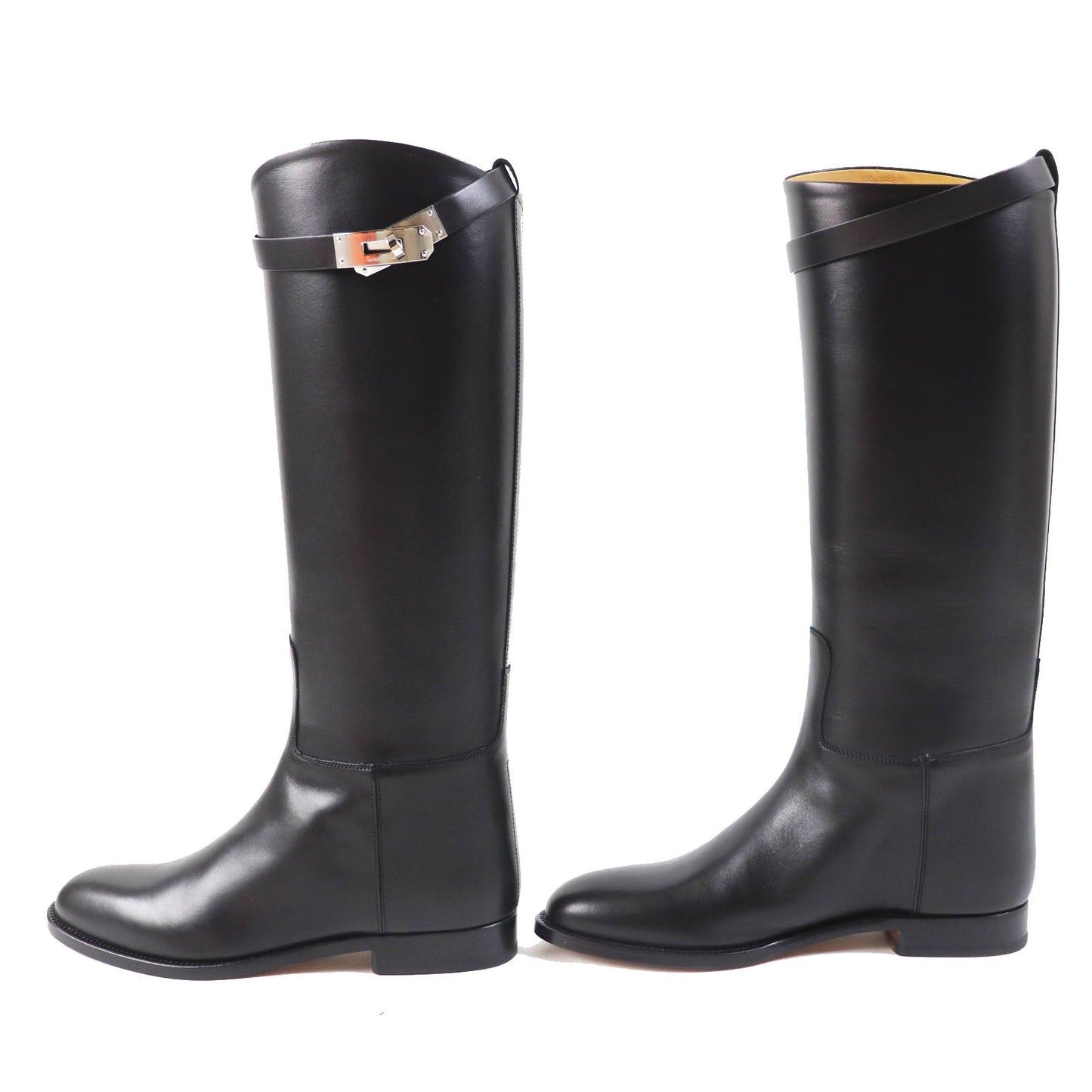 HERMES Knee-high boots Main: Leather black Women 37 1/2