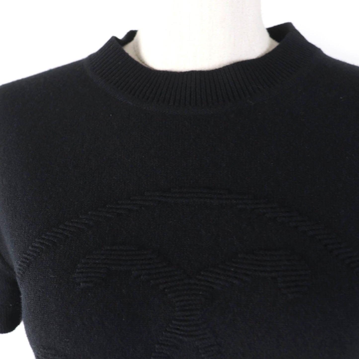 HERMES Short sleeve knit 2H2663D1 Main: 100% cashmere black Women 36