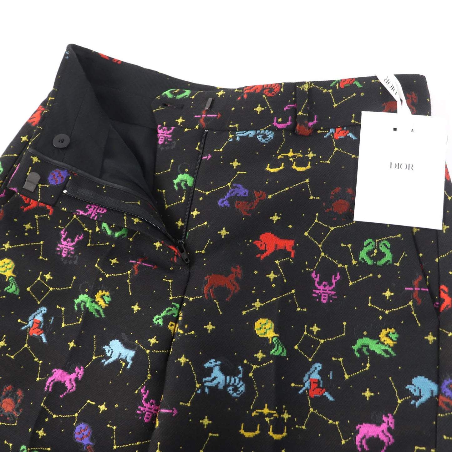 Christian Dior Pants 241P05A7203 Main: 48% polyester, Main: 27% wool, Main: 16% silk, Main: 9% rayon, Lining: 100% silk Black type Lucky Motif Pixel Women 38