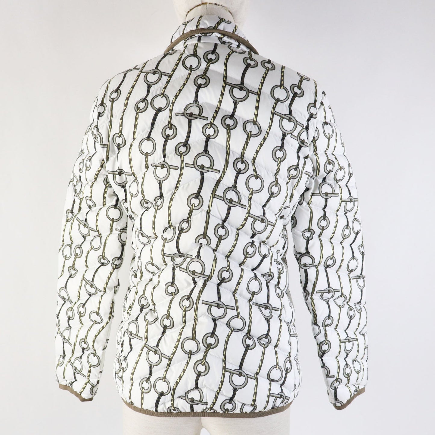 HERMES Down jacket 3H0171D2 Outer: 100% polyester, part: 64% cotton, part: 36% rayon, part: 80% acrylic, part: 10% rayon, lining: 100% polyester White Brown type Women 34