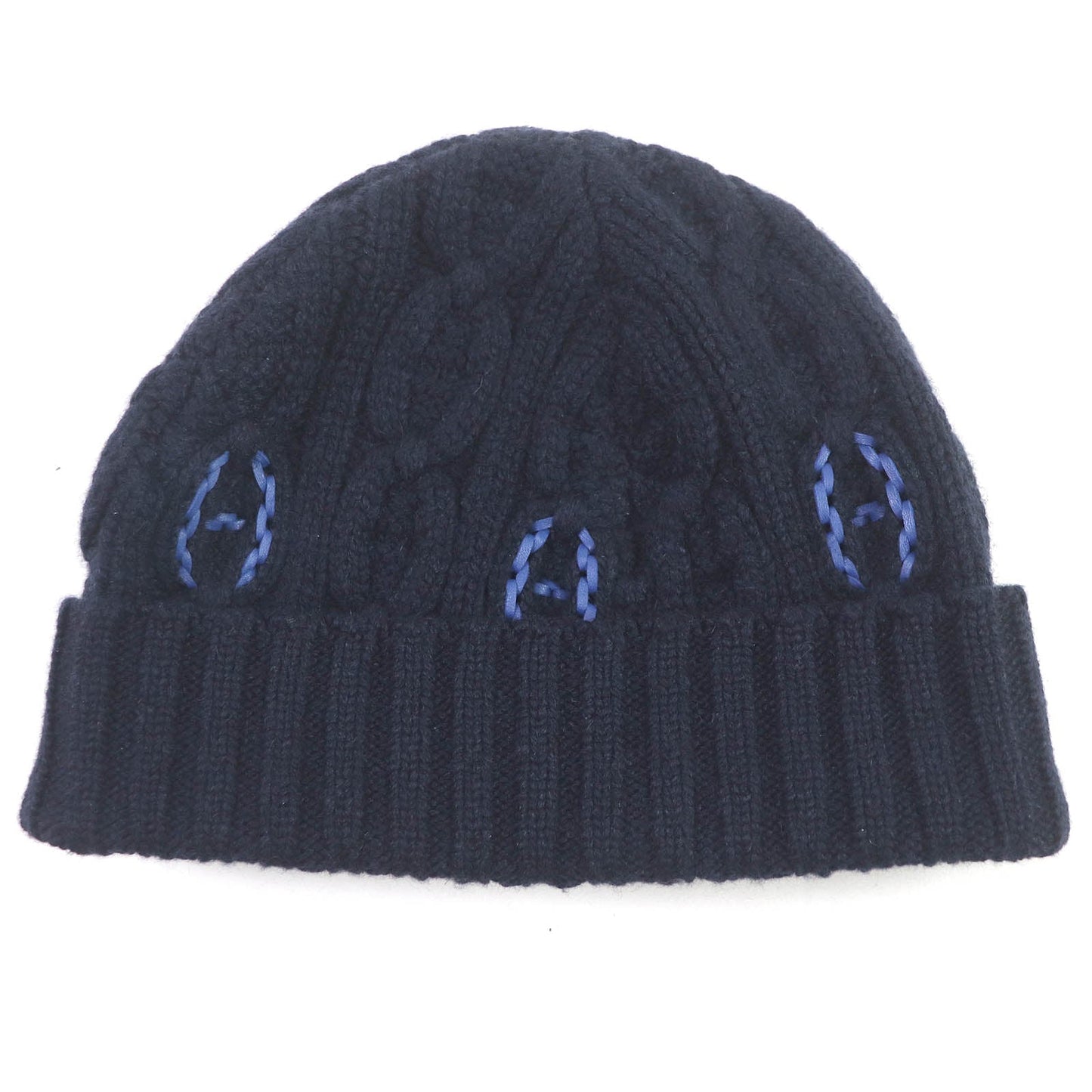 HERMES Knit cap Main: 100% cashmere, part: sheep leather Marin BONNET HOMME TRI MAILLOW TRESS mens M