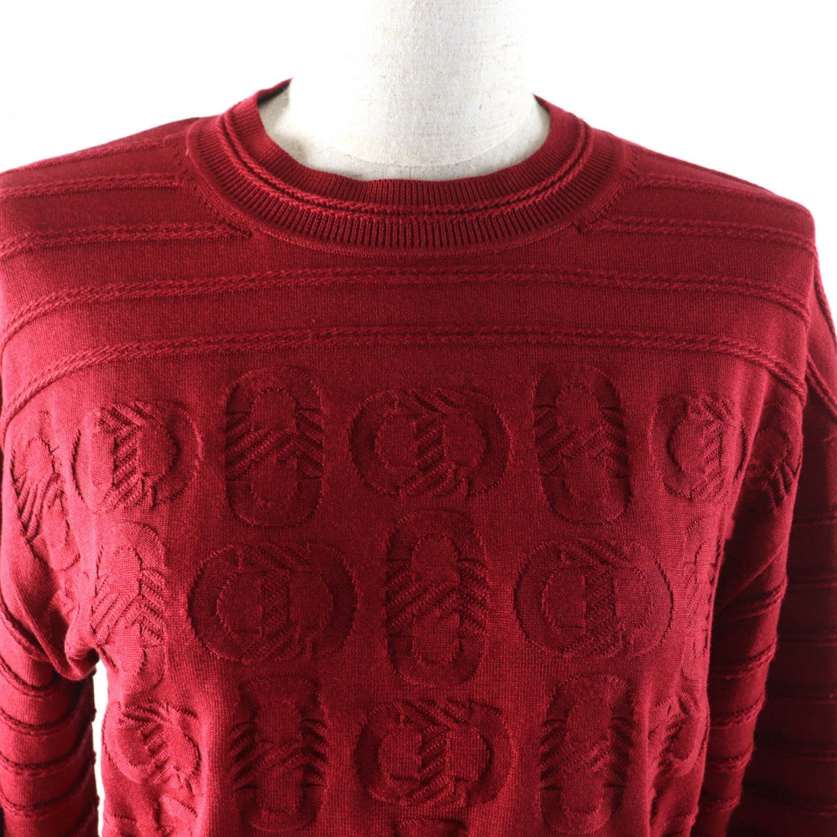 HERMES knit 3E2614D3 Main: 57% silk, Main: 43% cotton, Part: 55% silk, Part: 41% cotton, Part: 3% nylon Red type Women 34