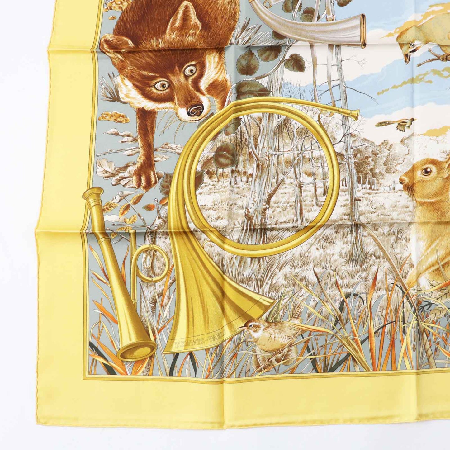 HERMES scarf Main: 100% silk Multi Carre90 CHASSE au BOIS forest hunting Women