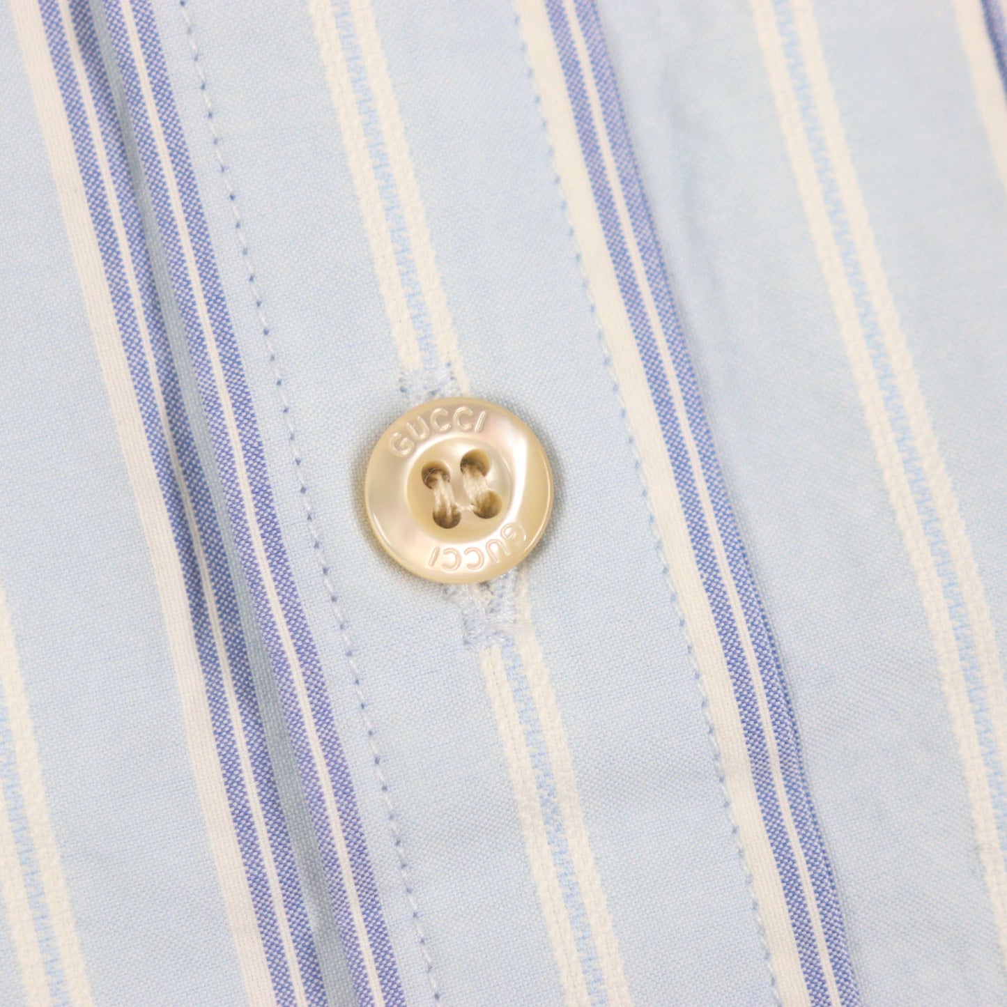 GUCCI Long sleeve shirt 703396 Main: 100% cotton, Part: 100% polyester Light blue stripe mens 38|15