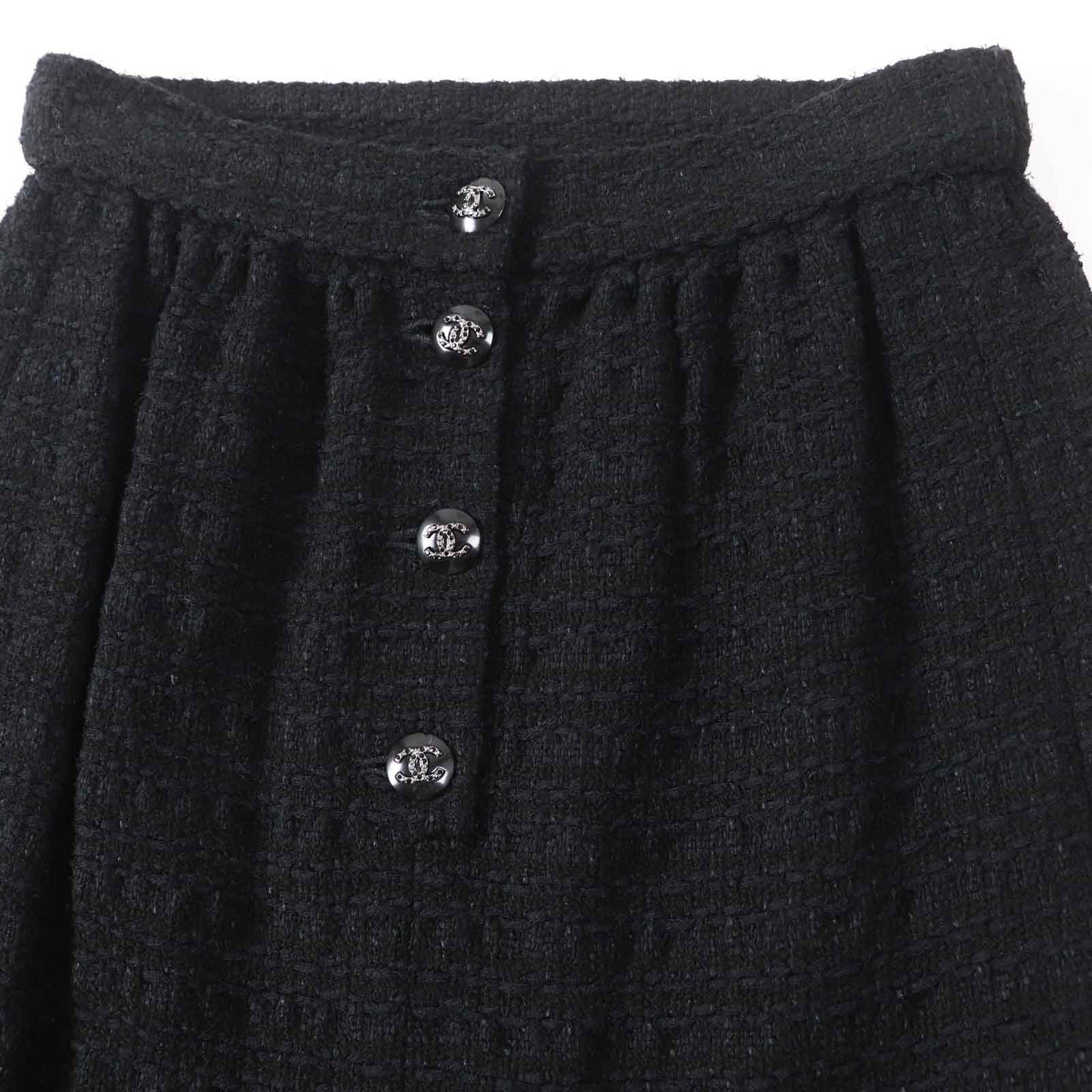 CHANEL skirt 21C P70024 Outer: 35% cotton, Outer: 25% viscose, Outer: 22% acrylic, Outer: 18% polyamide, Lining: 100% silk black Women 36