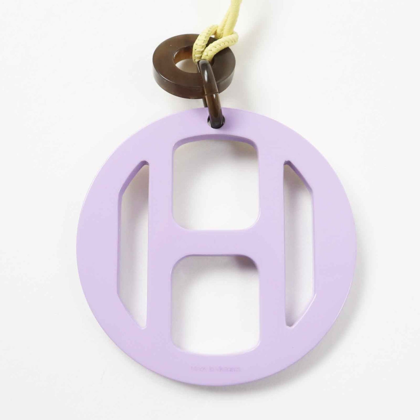 HERMES Necklace Main: Buffalo horn Lavender Yellow H Equip Women