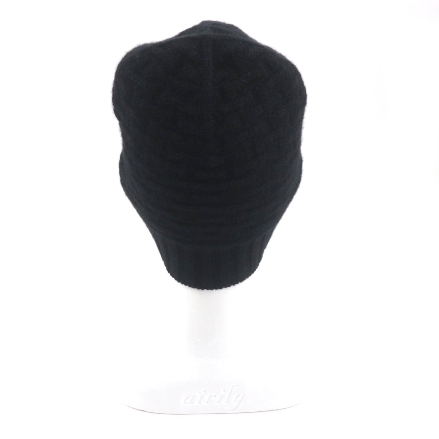 HERMES Knit cap Main: 100% cashmere black mens M