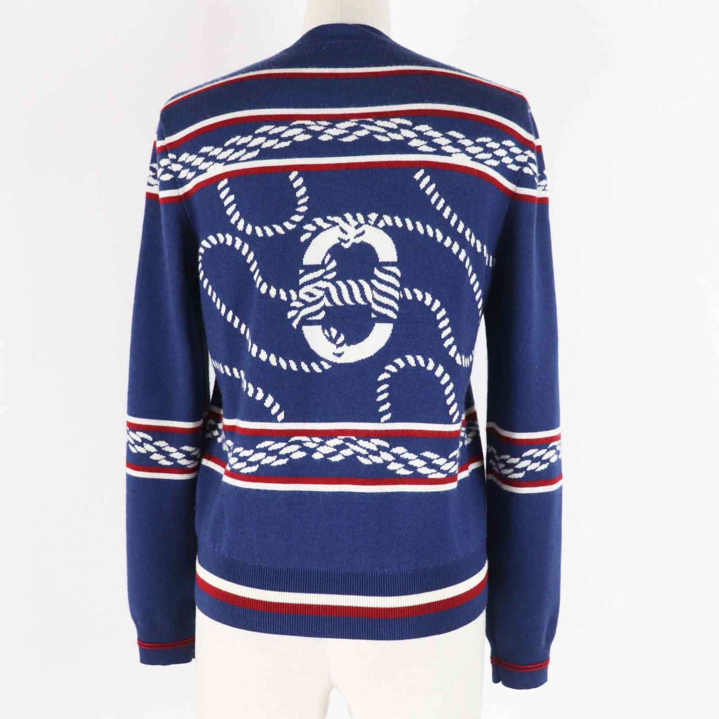 HERMES cardigan 3E2715D4 Outer material: 48% cashmere, Outer material: 48% silk, Outer material: 3% nylon, Outer material: 1% polyurethane, Part: 50% cashmere Blue Ivory Red Women 34