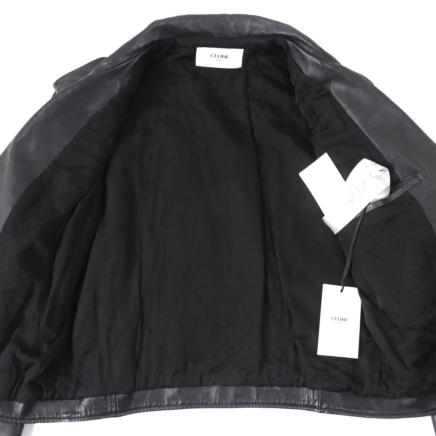 CELINE Jacket 2EG91599E Outer: Cowhide, Lining: 100% Cupra, Filling: 100% Polyester black LOOSE BIKER JACKET Women 34