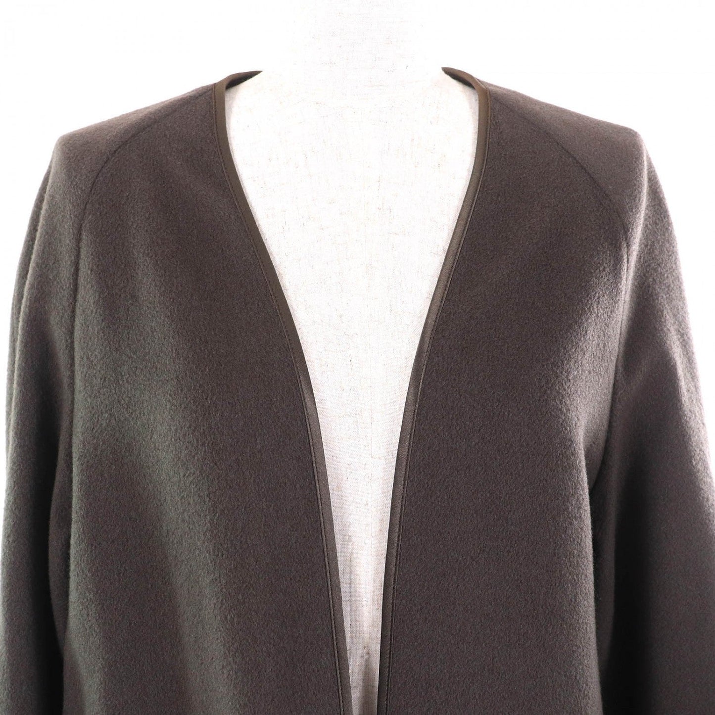 HERMES coat cashmere Khaki type 38