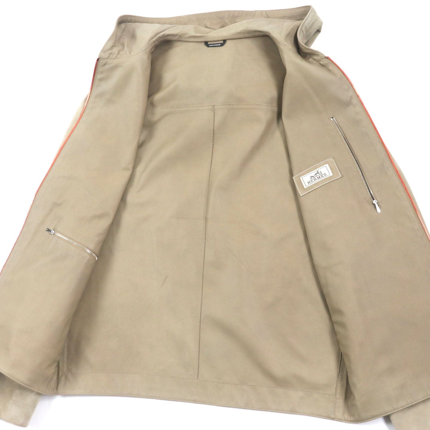HERMES Jacket Main: Reindeer leather, Sleeve lining: 100% Cupra, Part: 100% Cotton Beige orange mens 44