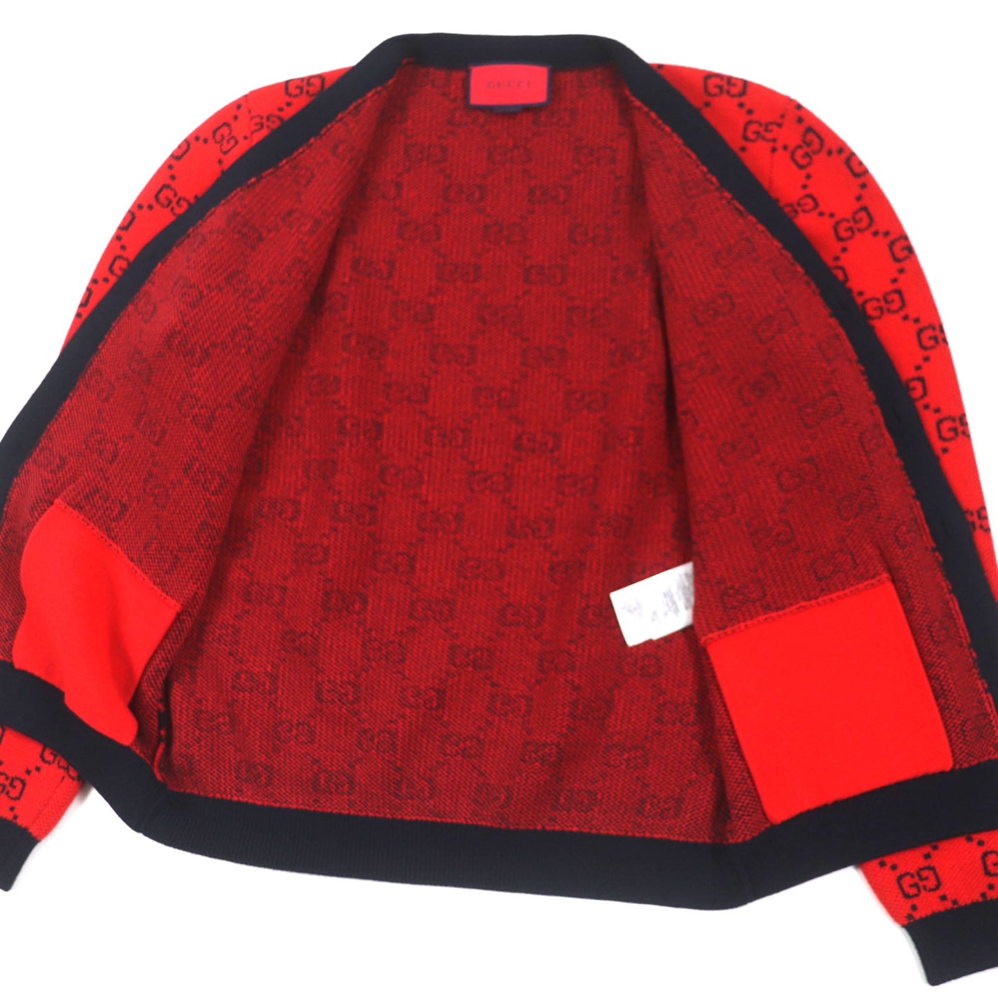 GUCCI cardigan 661156 Main: 54% wool, Main: 46% cotton, Part: 52% wool, Part: 45% cotton, Part: 2% nylon Red black Women M